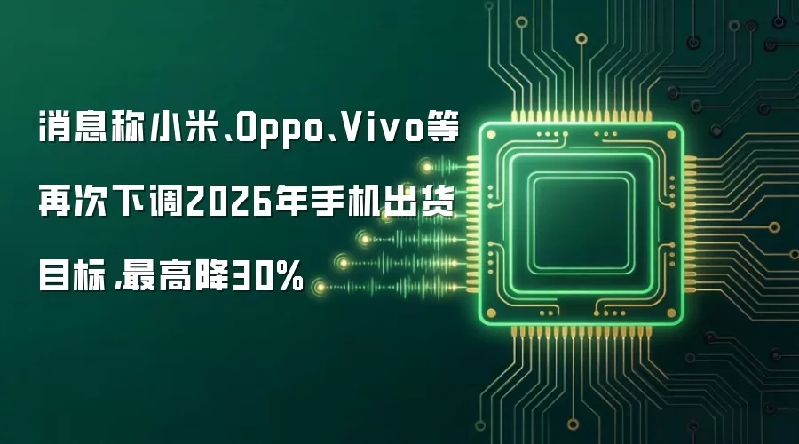 消息称小米、Oppo、Vivo等再次下调2026年手机出货目标，最高降30%