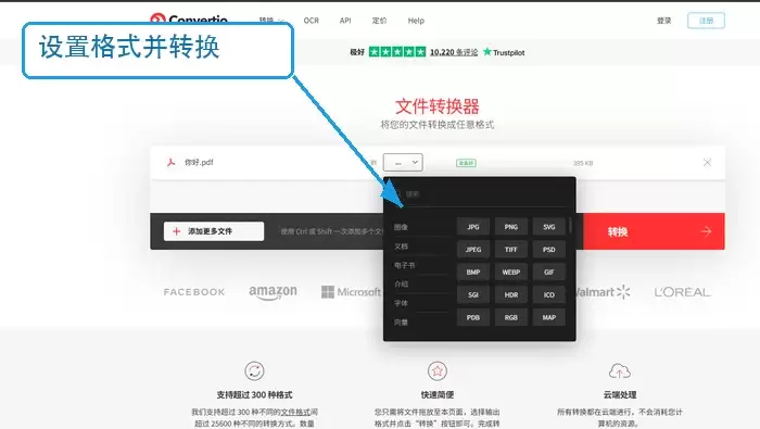 Convertio设置图片格式