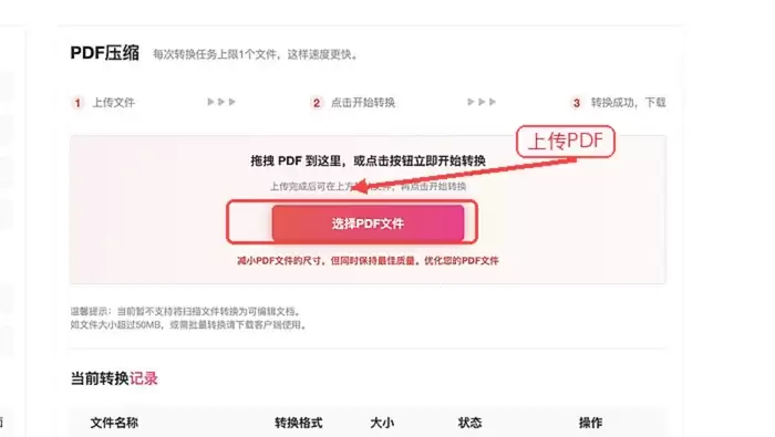 上传需要压缩的PDF文件