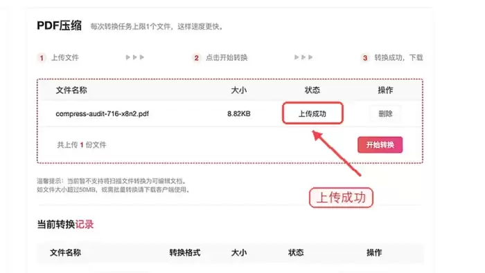 确认PDF文件上传成功