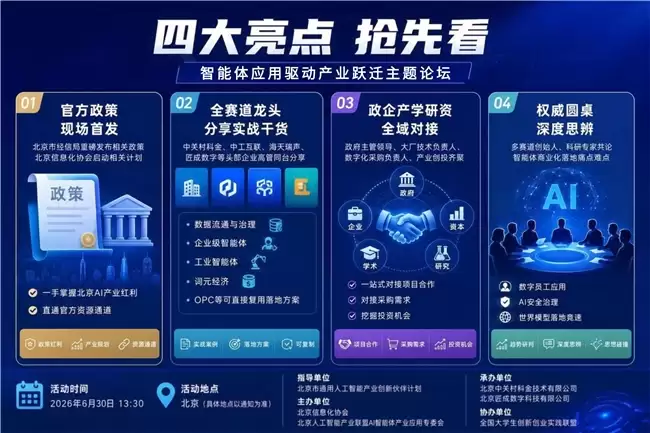 大咖论道 + 新政发布，6 月 30 日北京智能体论坛邀您赴约