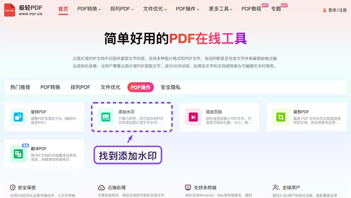 找到添加水印入口