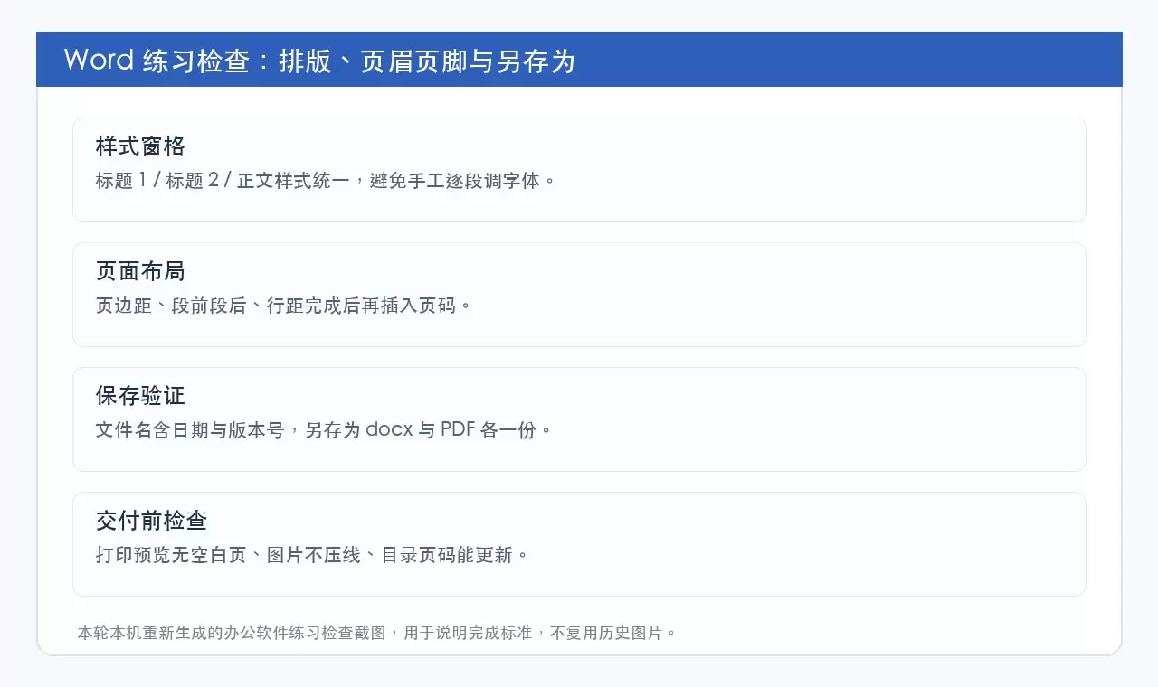 Word排版与保存检查截图
