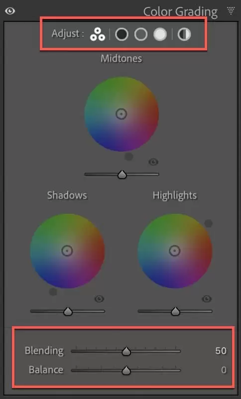 Lightroom 色彩分级面板适合在基础曝光完成后,为高光和阴影补充氛围色。