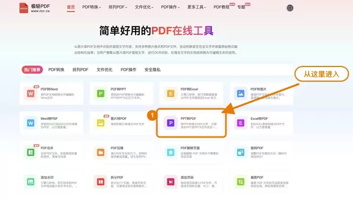 找到PPT转PDF工具入口