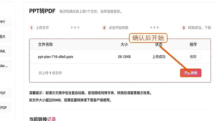 开始转换PPT文件
