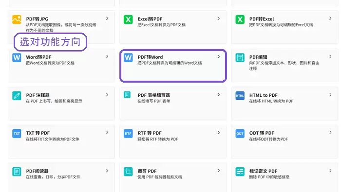 方法二找到PDF转Word备用入口