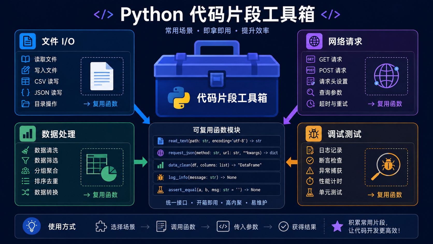 python代码大全：把常用代码片段整理成可维护的工具箱