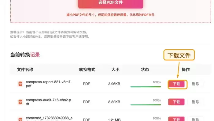 下载压缩后的PDF文件