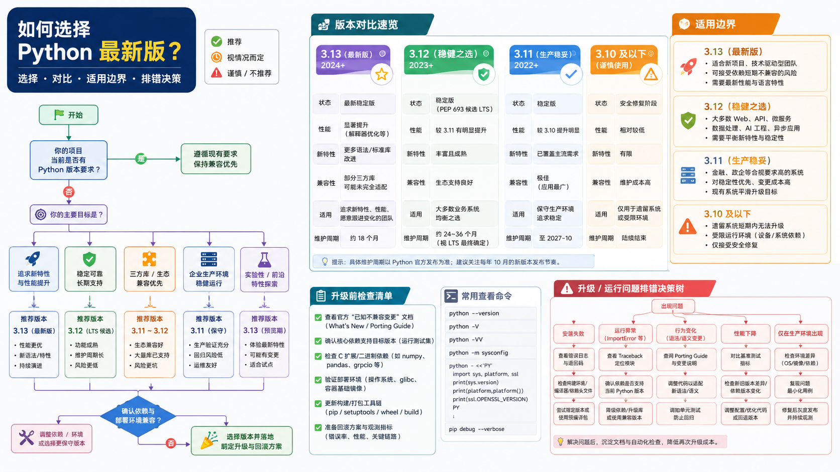python最新版选择与排错决策图