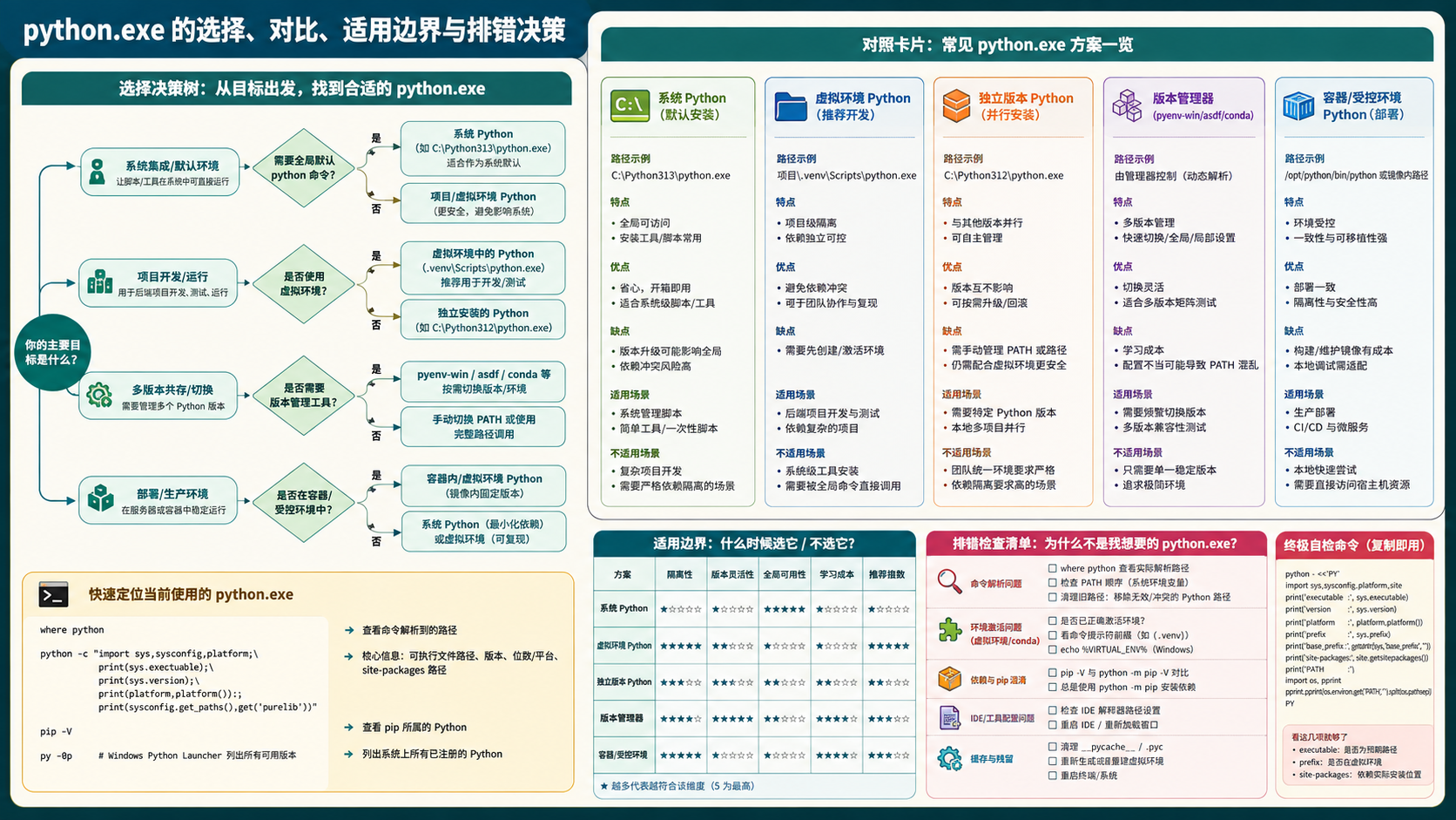 python.exe选择与排错决策图