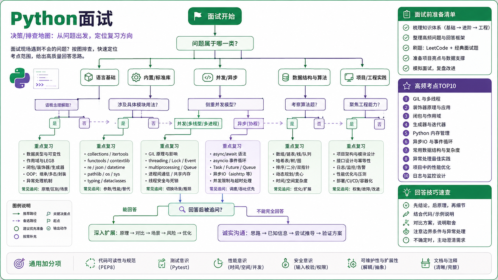 python面试选择与排错决策图
