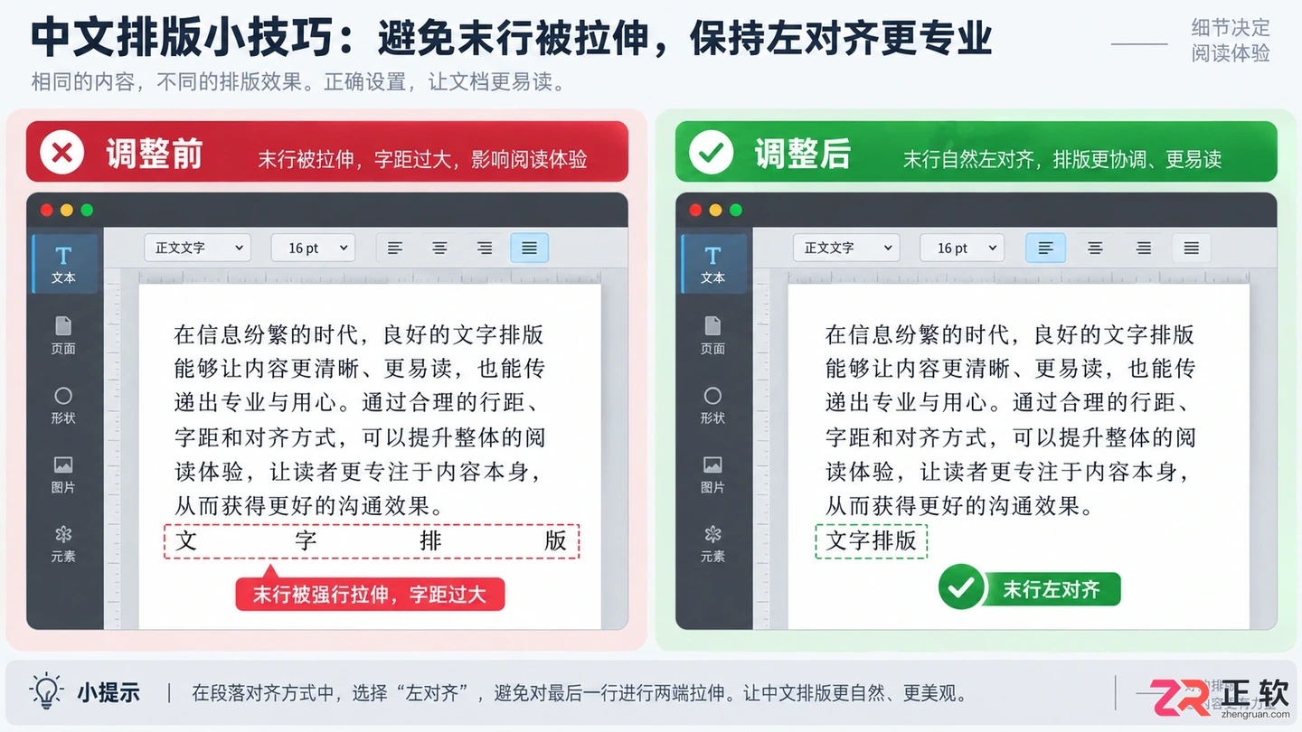 Photoshop文字全部对齐后最后一排散开怎么办