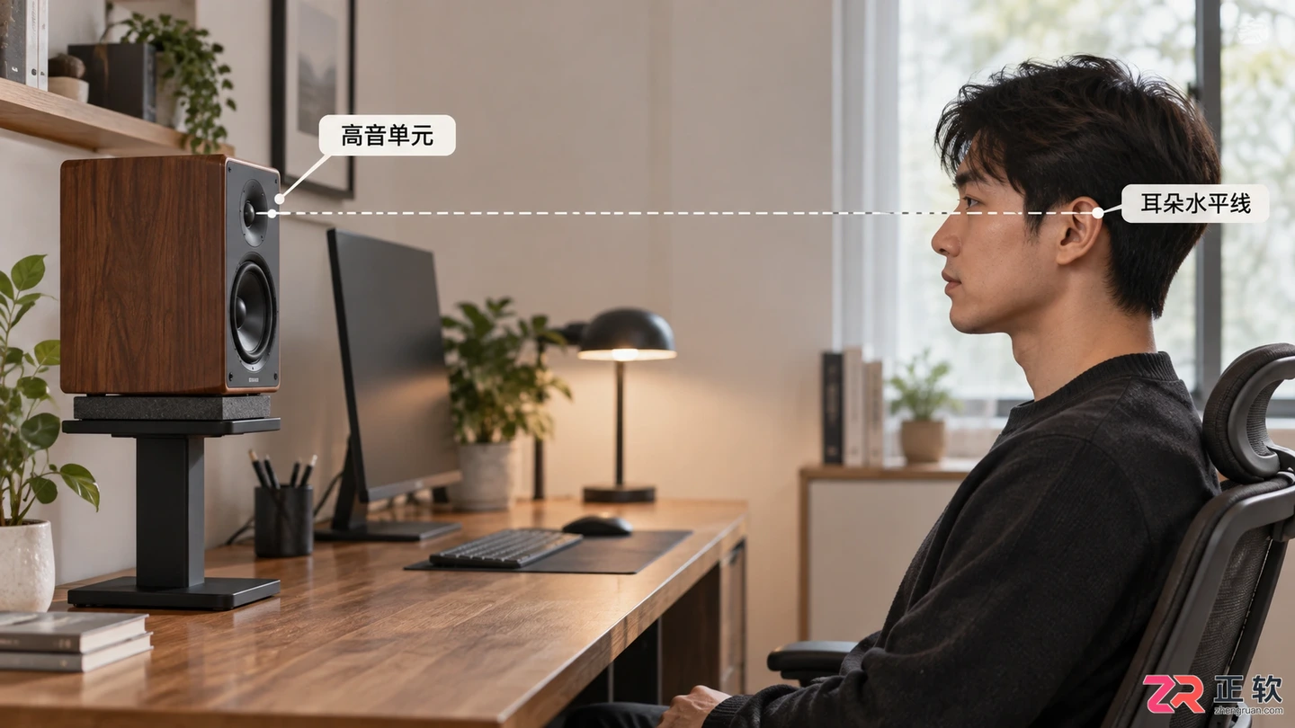 电脑桌面音箱怎么摆放好？正确位置与角度图解