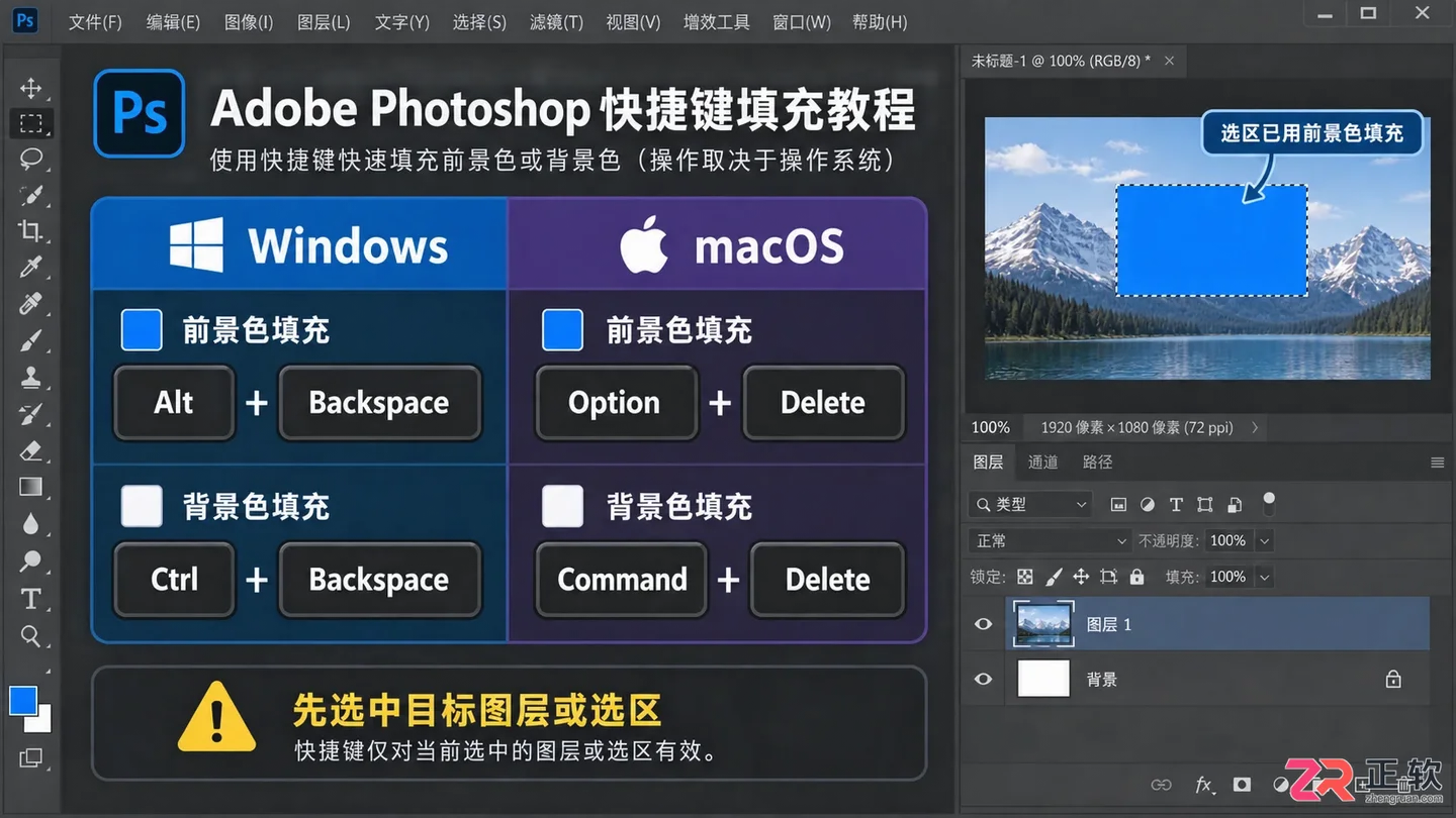 Photoshop图层填充颜色怎么设置?常用工具与快捷键详解