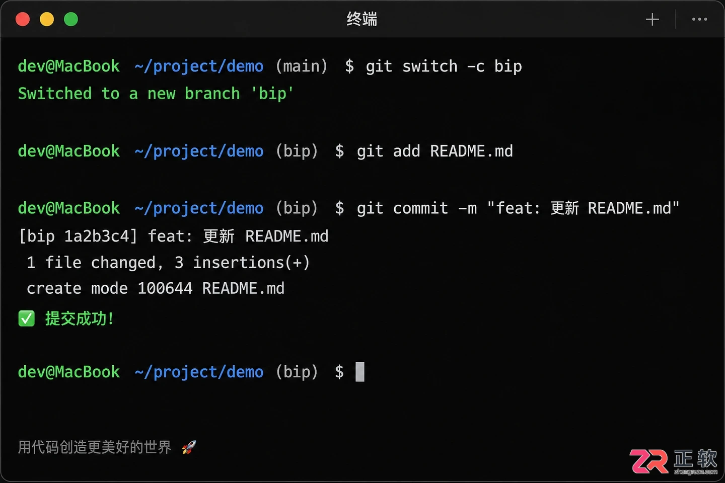 git创建分支bip的命令及完整操作步骤