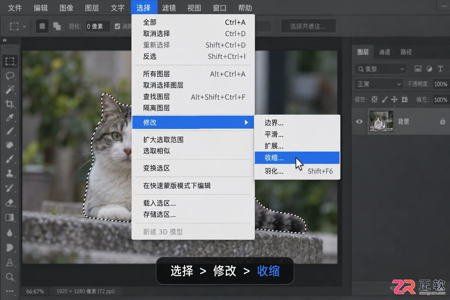 Photoshop选区怎么收缩？缩小一圈与快捷键操作方法