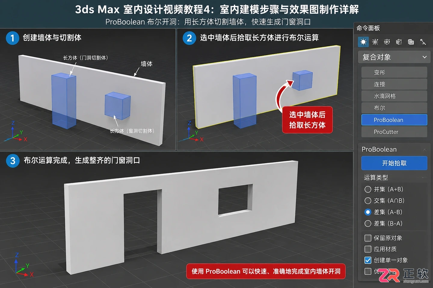3dmax室内设计视频教程4:室内建模步骤与效果图制作详解