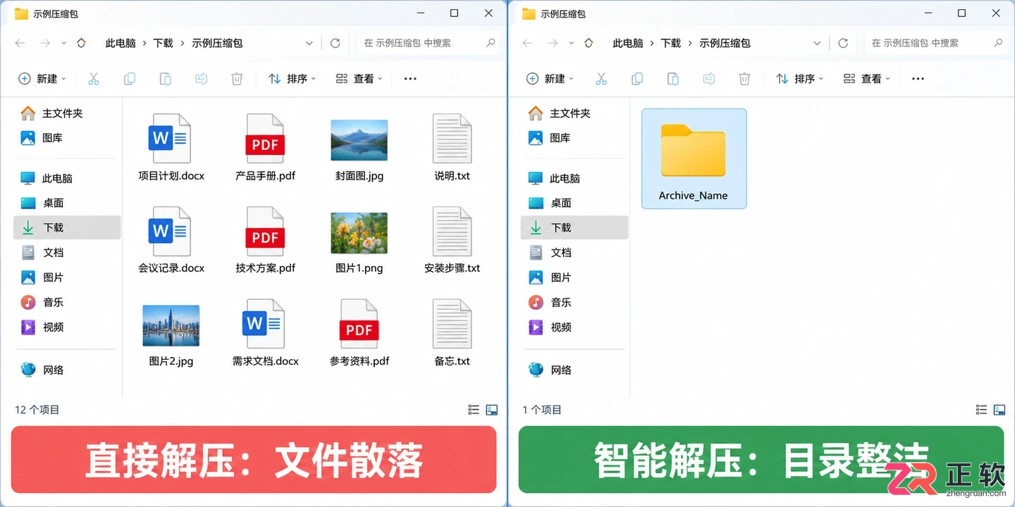 Bandizip解压后文件乱成一堆?记得用智能解压