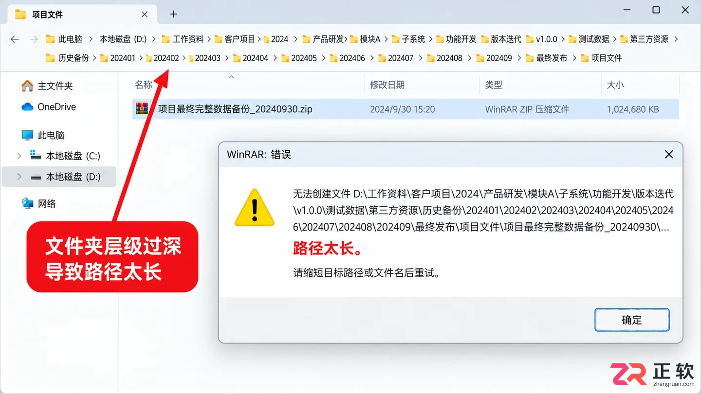 WinRAR解压文件路径太长报错如何解决