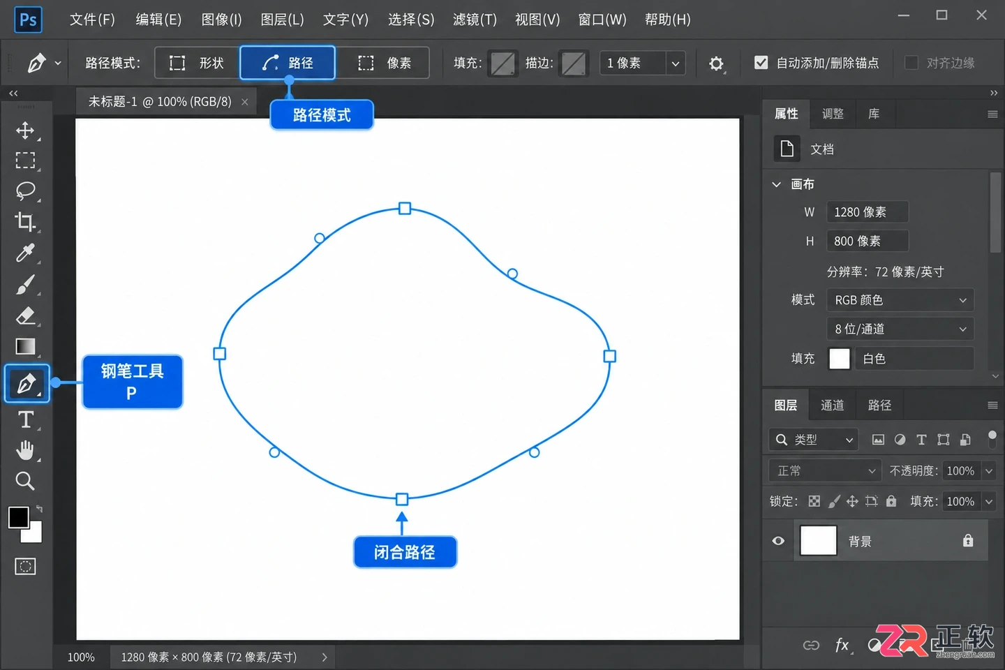 photoshop钢笔工具使用涂色