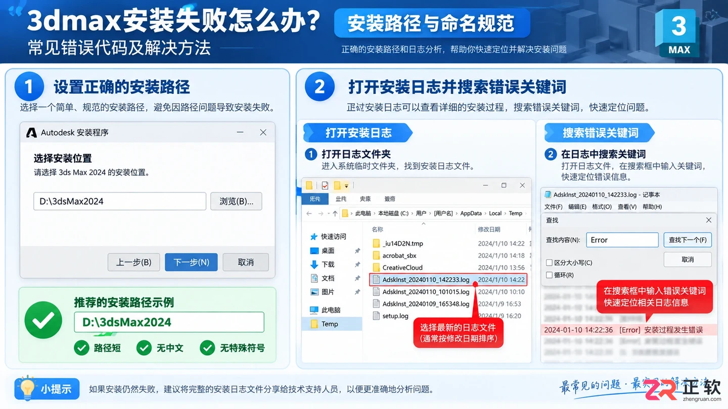 3dmax安装失败怎么办?常见错误代码及解决方法