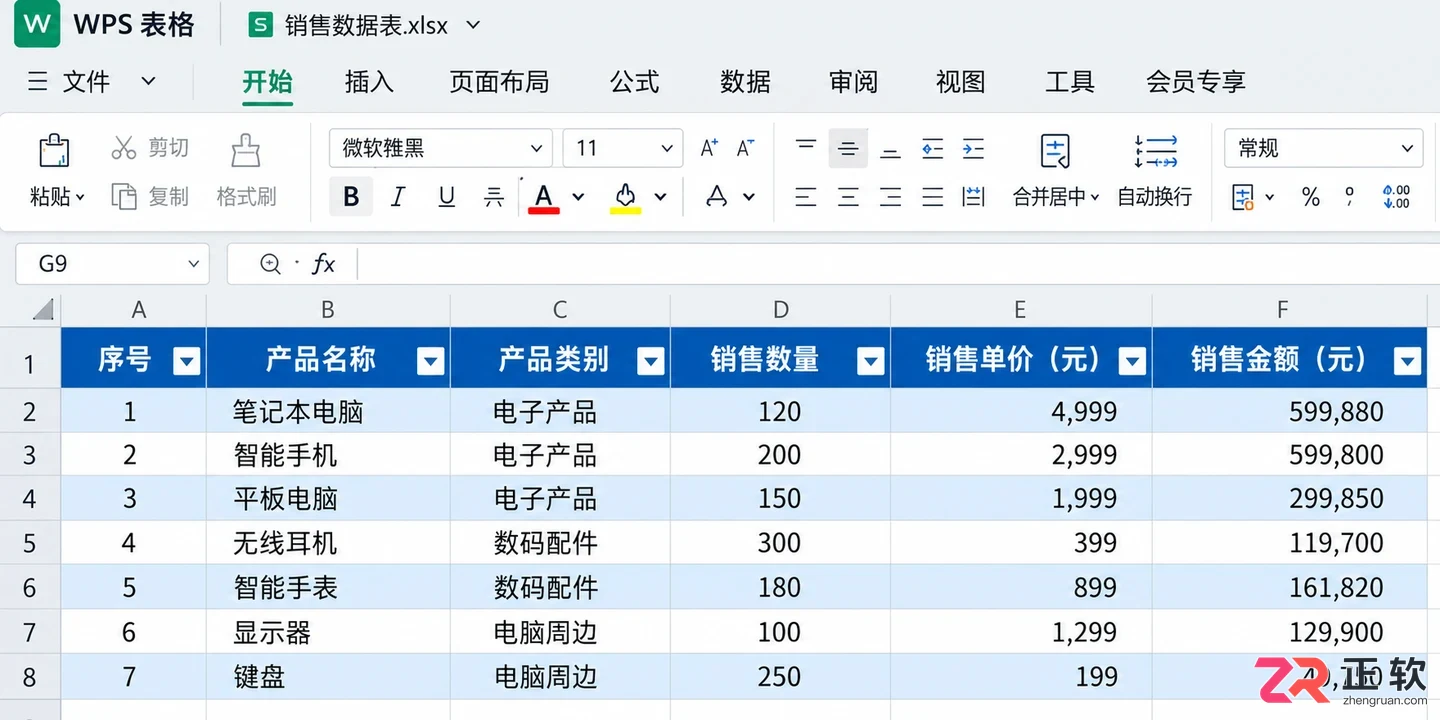 WPS 表格怎么套用内置表格样式