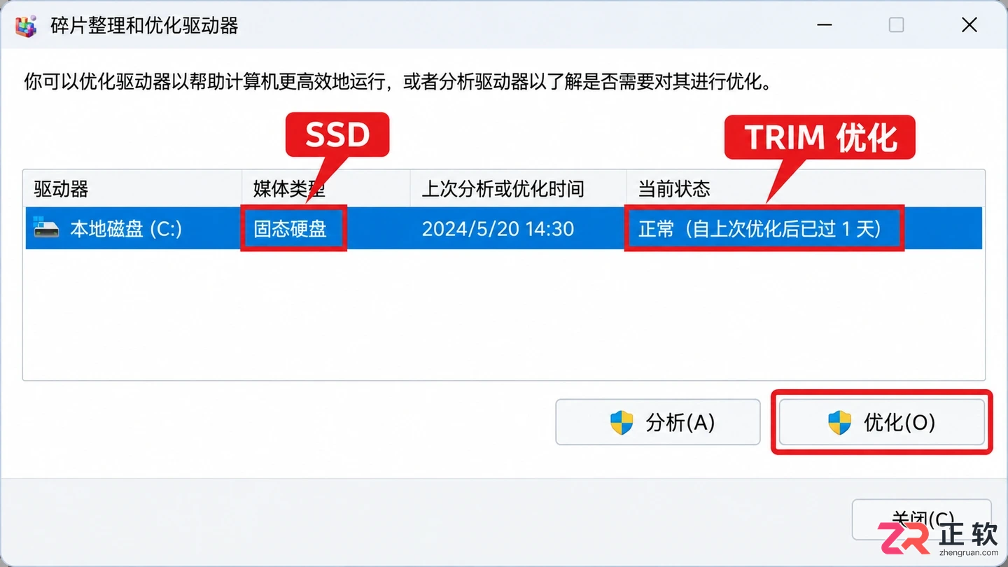 Windows11固态硬盘优化关闭磁盘碎片整理