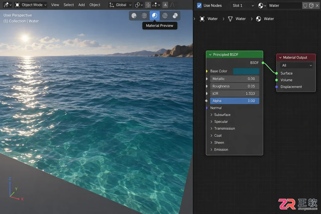 blender水材质制作方法与参数设置教程