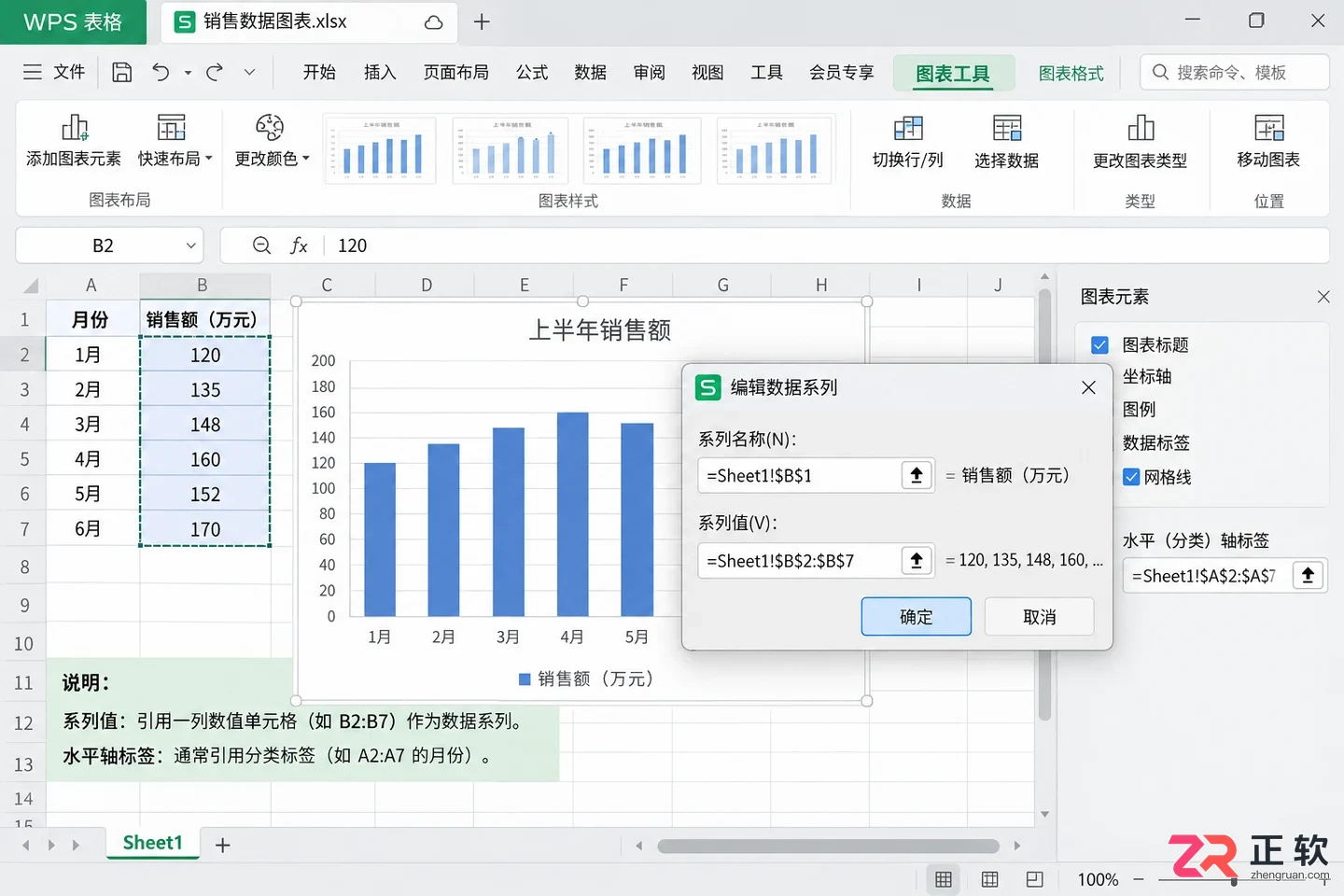 WPS 表格图表数据如何更换数据源