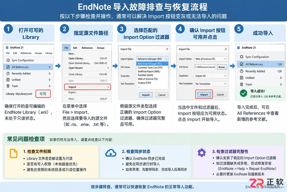 endnote导入变成灰色怎么解决及恢复操作方法
