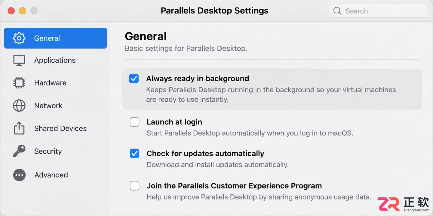 Parallels Desktop开机启动设置