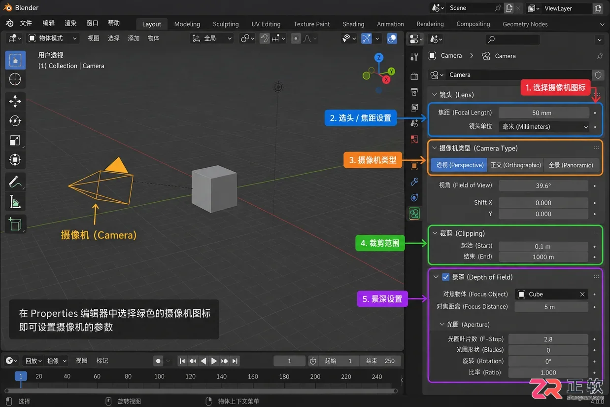 blender添加摄像机的操作步骤图文教程