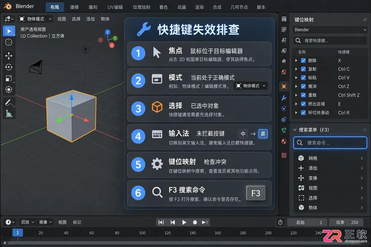 blender快捷键命令大全表按功能分类查询教程