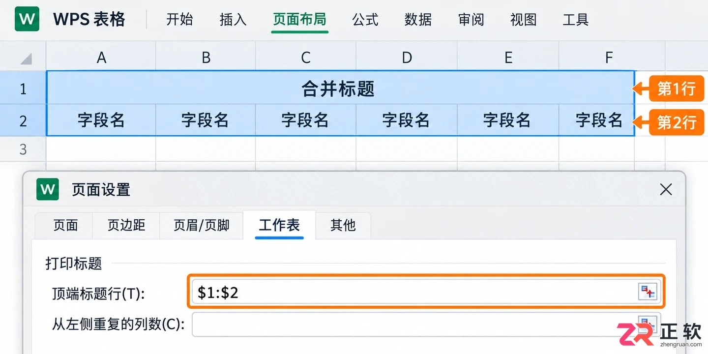 WPS 表格打印每页都显示表头怎么操作
