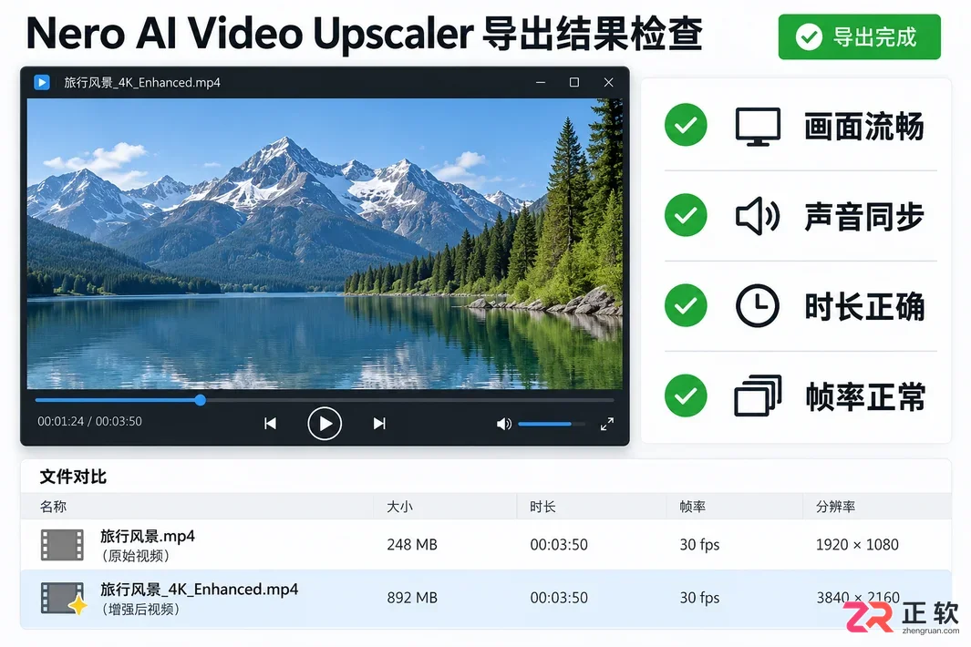 Nero AI Video Upscaler文件导出