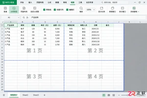 WPS 表格分页预览怎么调整分页符