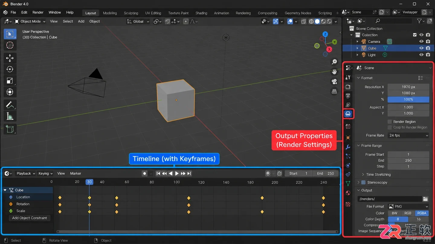 Blender导出动画到MP4视频的操作教程