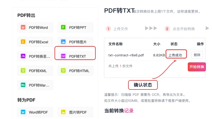 PDF转TXT核对文件状态和名称真实中文页面图