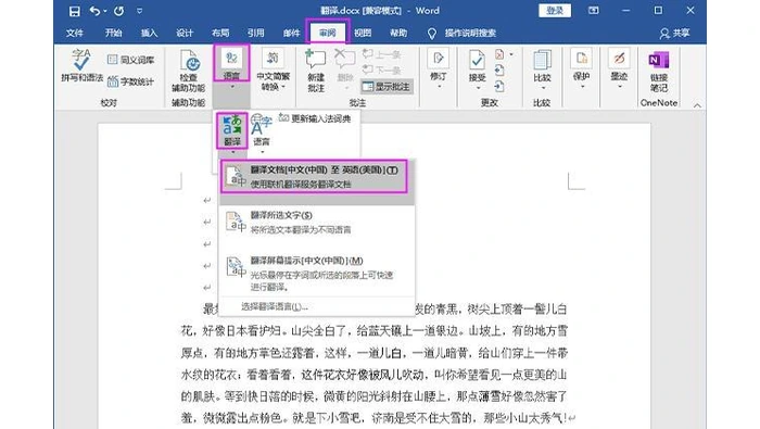 先转Word再分段翻译真实界面图