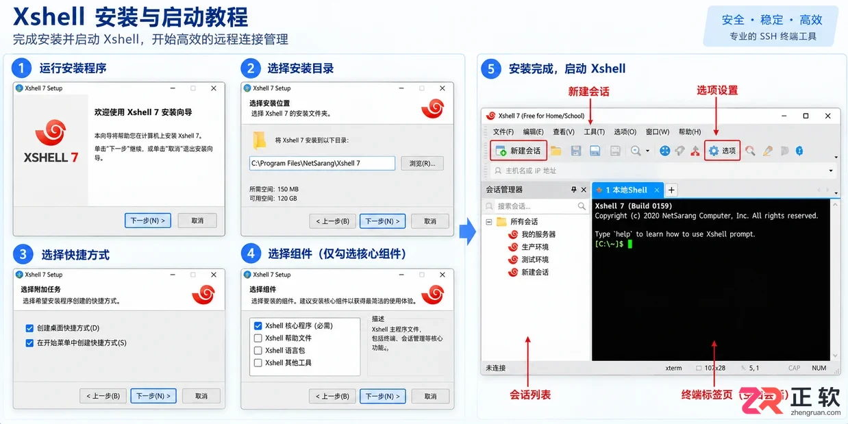 xshell安装软件命令使用方法与操作步骤教程
