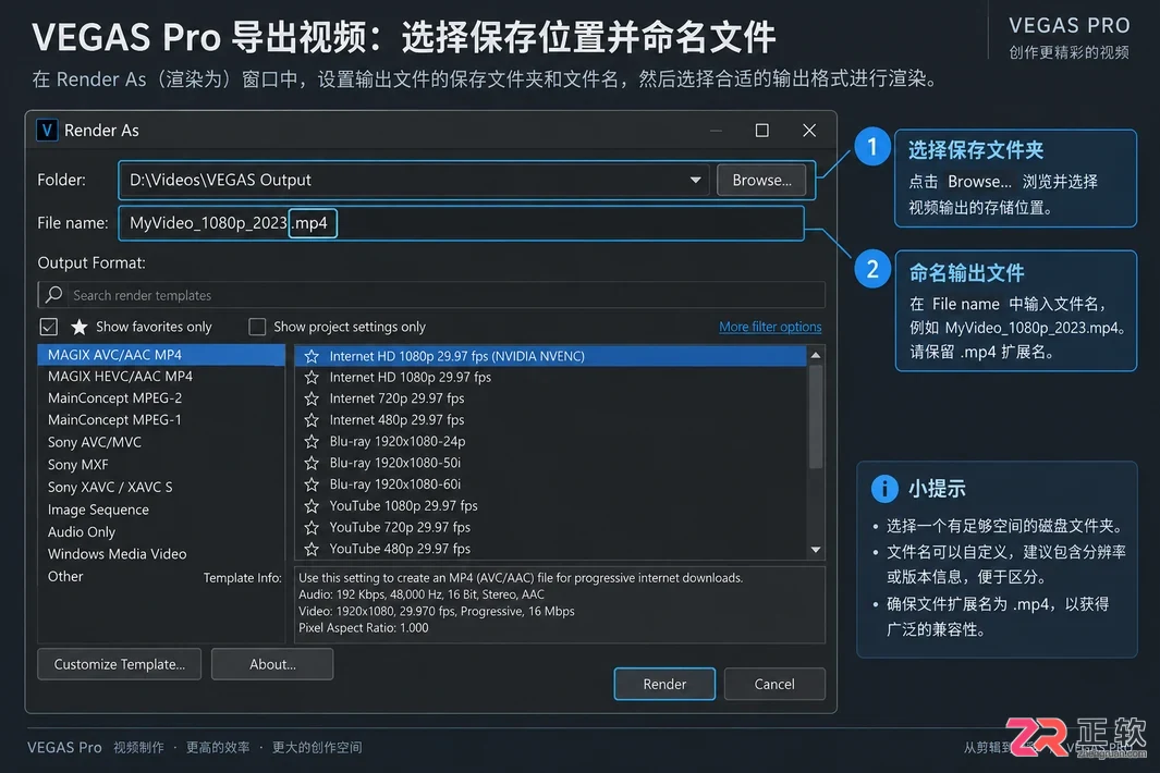 VEGAS导出MP4格式视频的详细操作教程