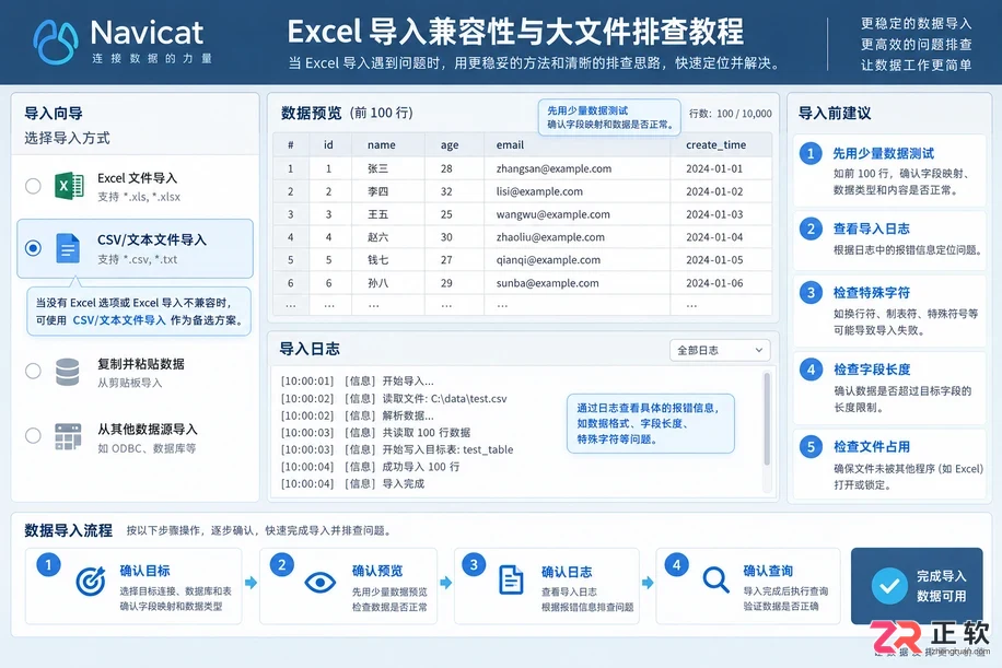 navicat导入excel数据没进去怎么解决教程