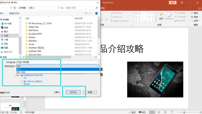 PowerPoint 发布 PDF 质量选择