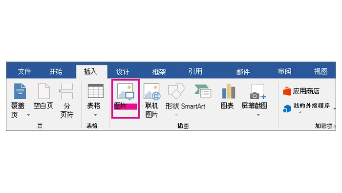 Word 插入选项卡中的图片入口